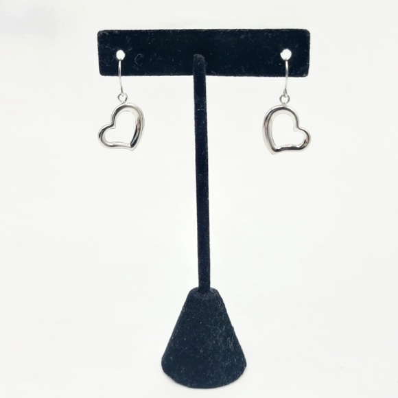 Silver Open Heart Hook Earrings - Picture 1 of 4